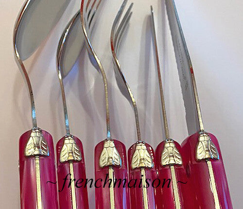 CLAUDE DOZORME Laguiole French 6-PC Flatware Silverware Steak Knife Spoon Fork