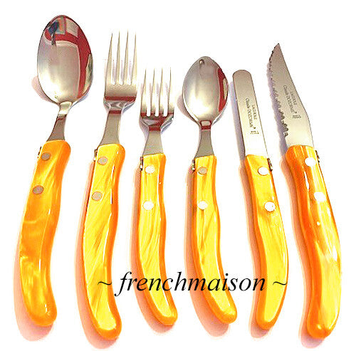 CLAUDE DOZORME Laguiole French 6-PC Flatware Silverware Steak Knife Spoon Fork