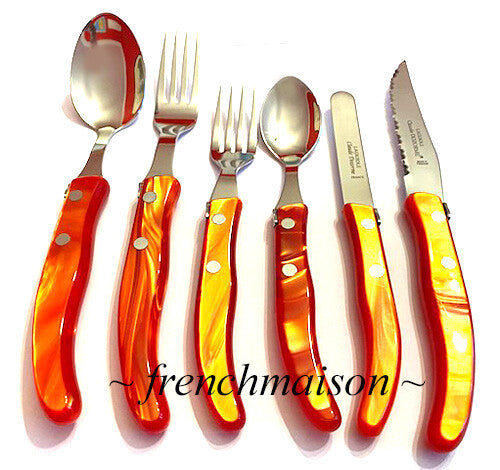 CLAUDE DOZORME Laguiole French 6-PC Flatware Silverware Steak Knife Spoon Fork