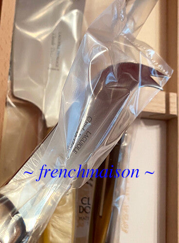 CLAUDE DOZORME Laguiole French CHEESE Knife Fork Cleaver Box Set Brown Natural