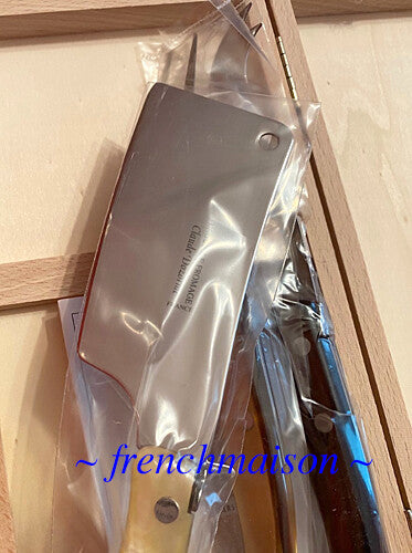 CLAUDE DOZORME Laguiole French CHEESE Knife Fork Cleaver Box Set Brown Natural