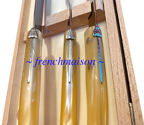 CLAUDE DOZORME Laguiole French CHEESE Knife Fork Cleaver Box Set Natural
