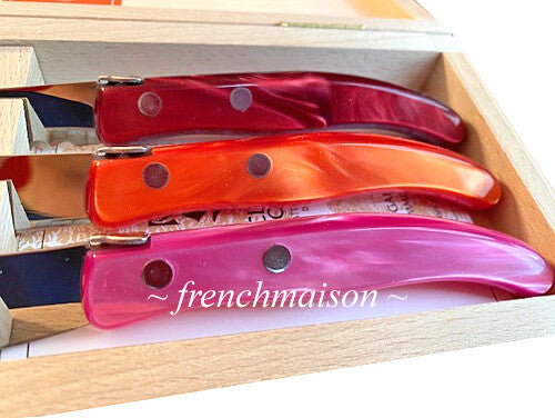 CLAUDE DOZORME French BREAKFAST Picnic Cheese Jam Bread Knife Gift Set Red Pink