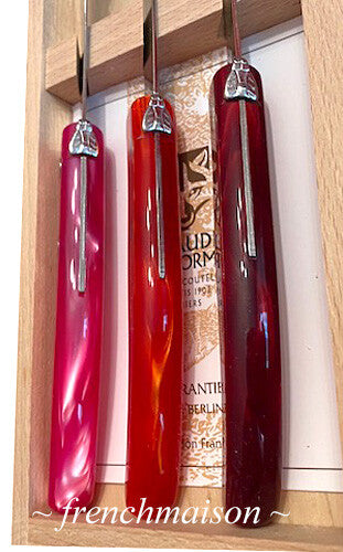 CLAUDE DOZORME French BREAKFAST Picnic Cheese Jam Bread Knife Gift Set Red Pink