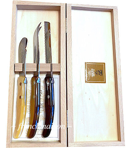 CLAUDE DOZORME French BREAKFAST Picnic Cheese Jam Bread Knife Gift Set Brown Natural