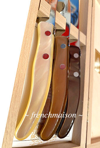 CLAUDE DOZORME French BREAKFAST Picnic Cheese Jam Bread Knife Gift Set Brown Natural