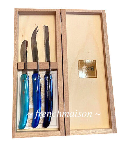 CLAUDE DOZORME French BREAKFAST Picnic Cheese Jam Bread Knife Gift Set Blue Green