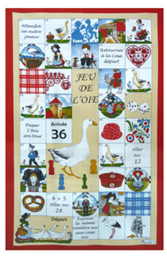 BEAUVILLE French Country Dish Towel ALSATIAN Food/King/Heart/Goose/Dice GIFT